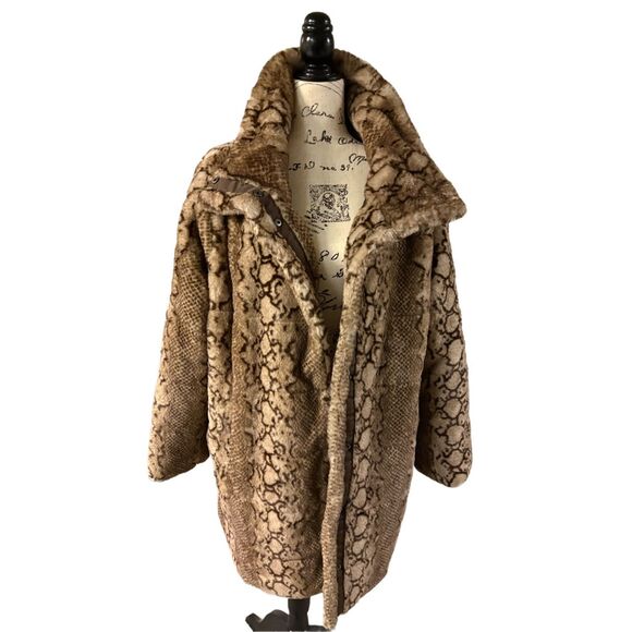 HVLT Faux Python Print Fur Coat size XL - Picture 1 of 15